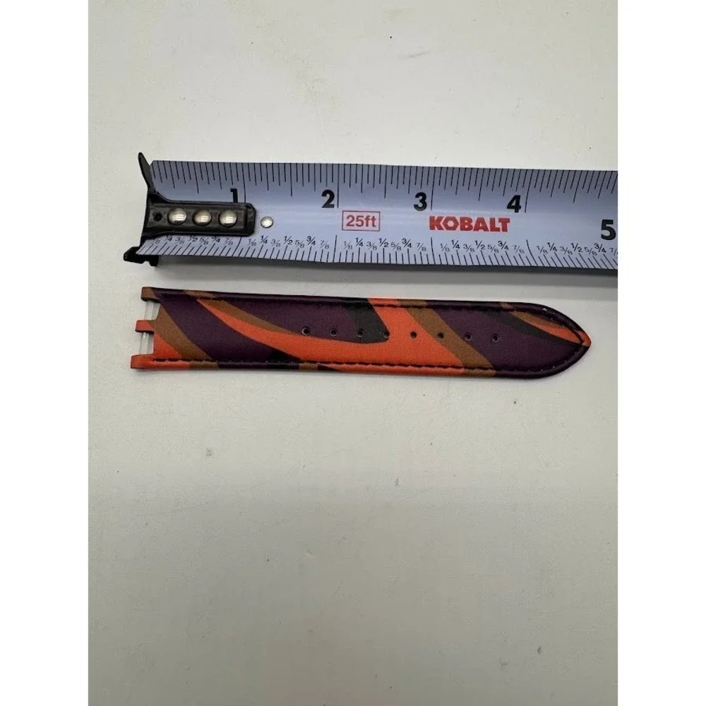 Versace 24mm Genuine‎ Leather Watch Strap Purple Orange Gold Buckle Replacement